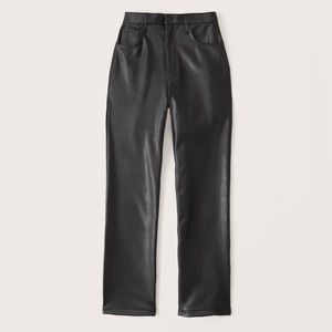 NWT Abercrombie Vegan Leather 90s Straight Black Pants - Curve Love 18 regular